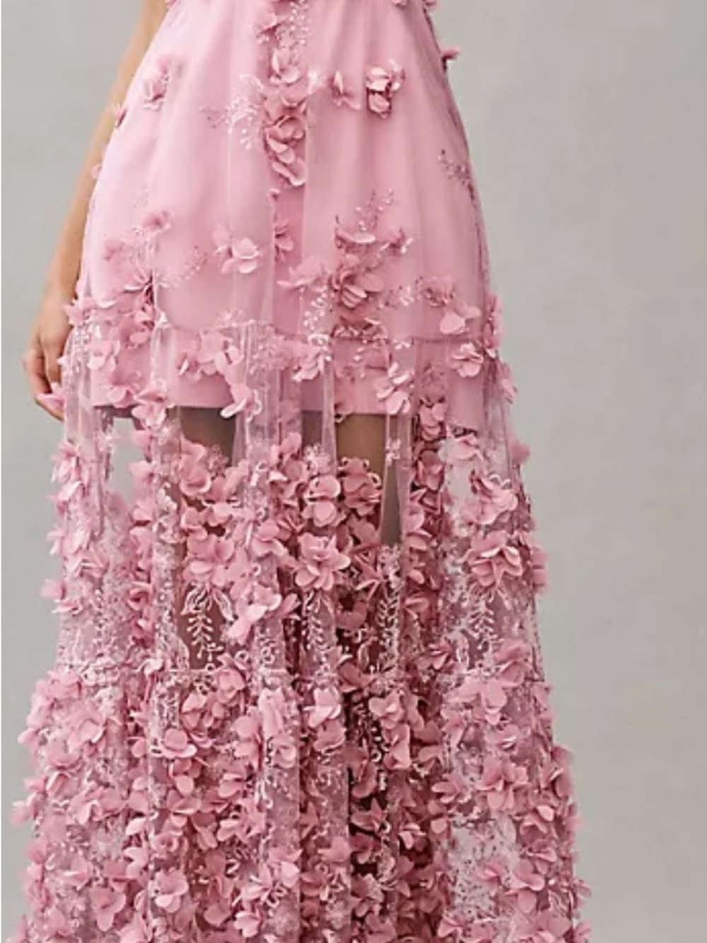 Helsi Audrey Square-Neck Floral Applique Sheer Midi Dress Sz XL